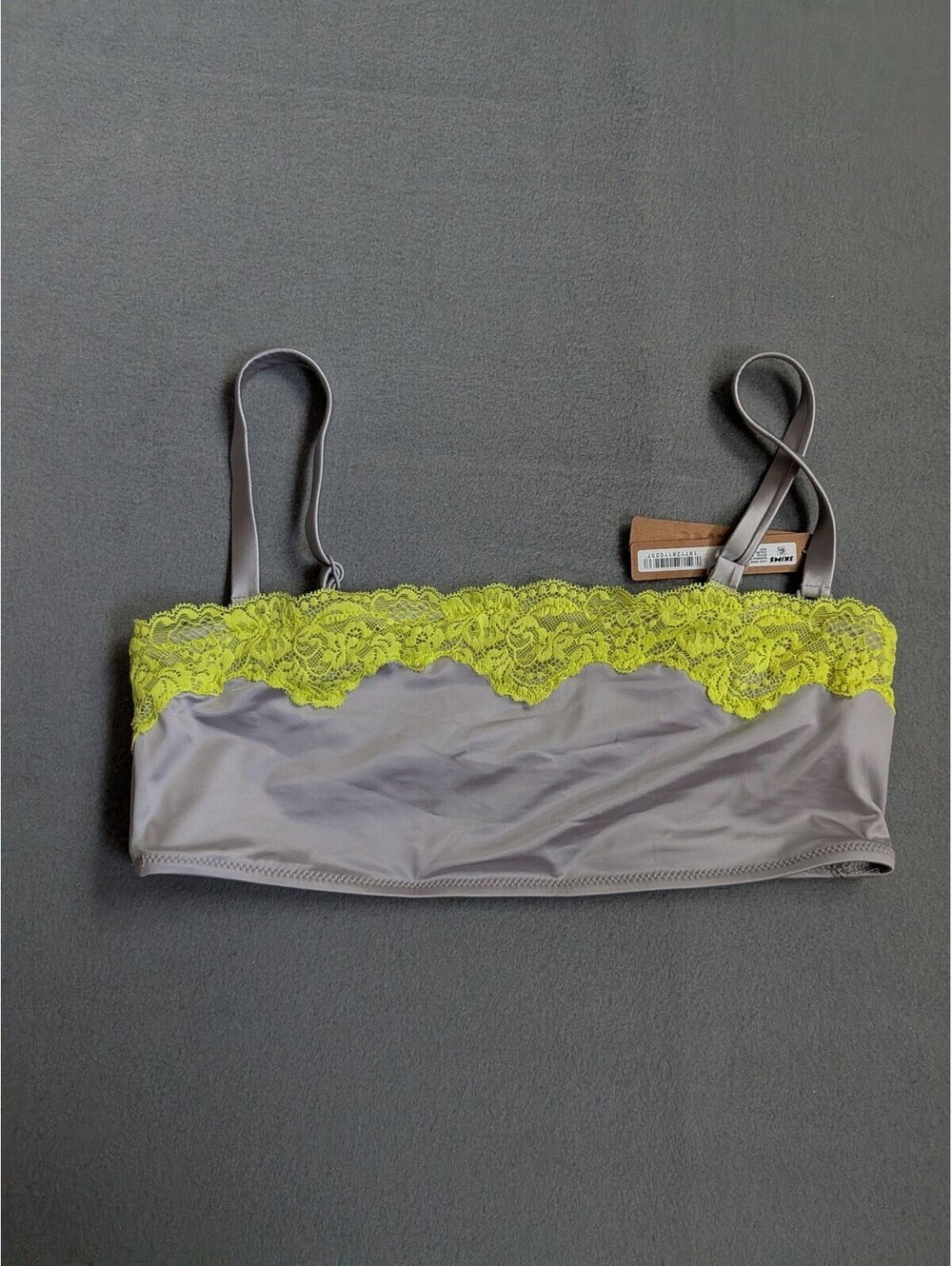 Skims Bralette Womens L Gray Lace Microfiber Wireless Unpadded Stretch Pullover